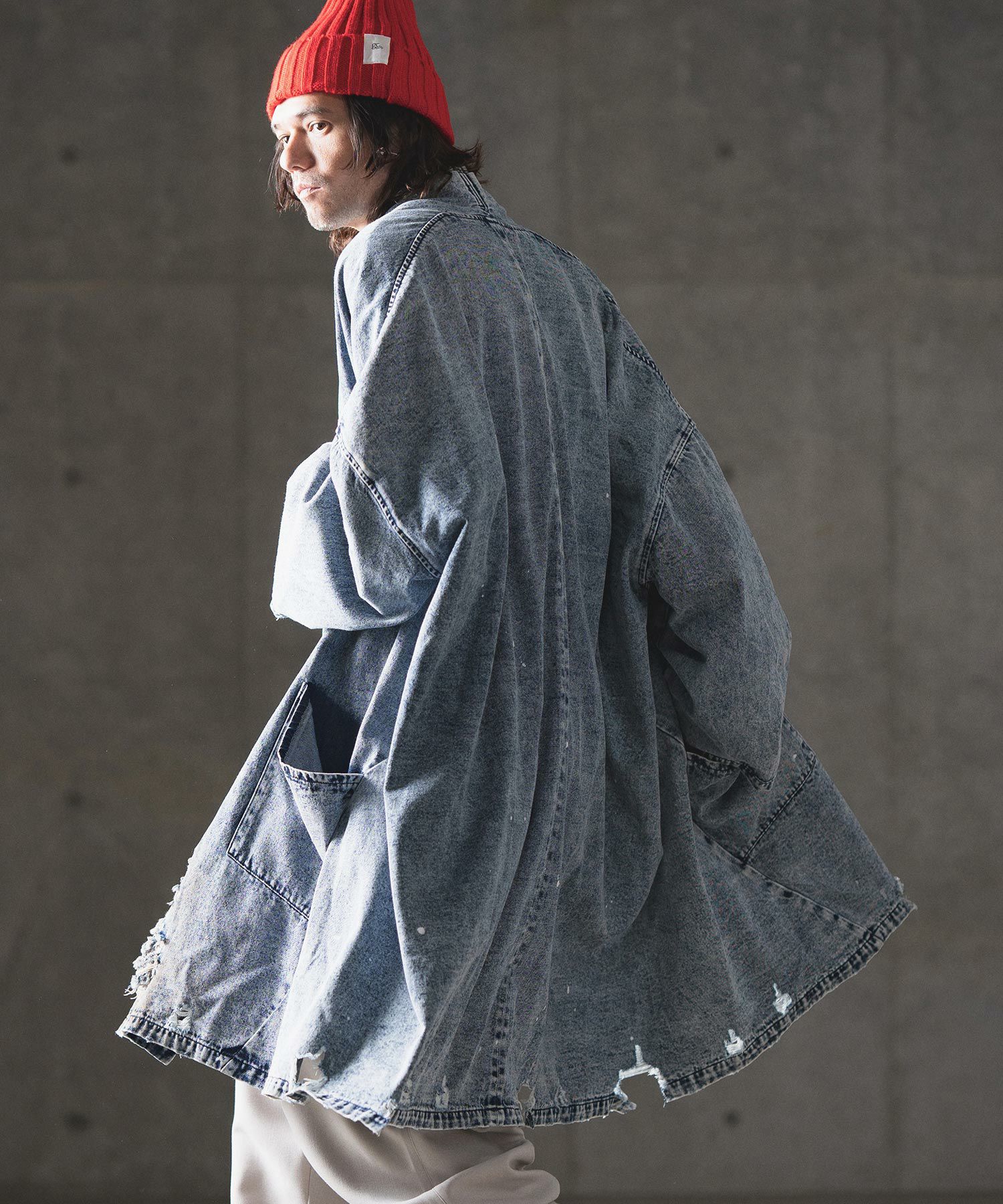 30%OFF【GLIMCLAP(グリムクラップ)】Used processing denim gown-ish