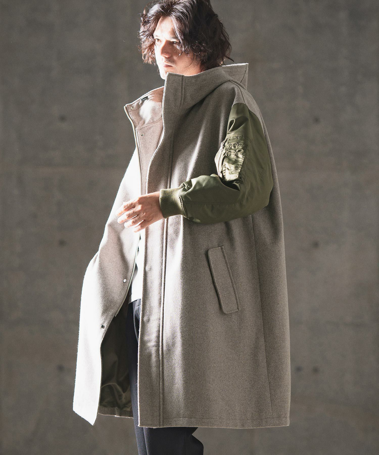 30%OFF【GLIMCLAP(グリムクラップ)】Military design mixed hooded 
