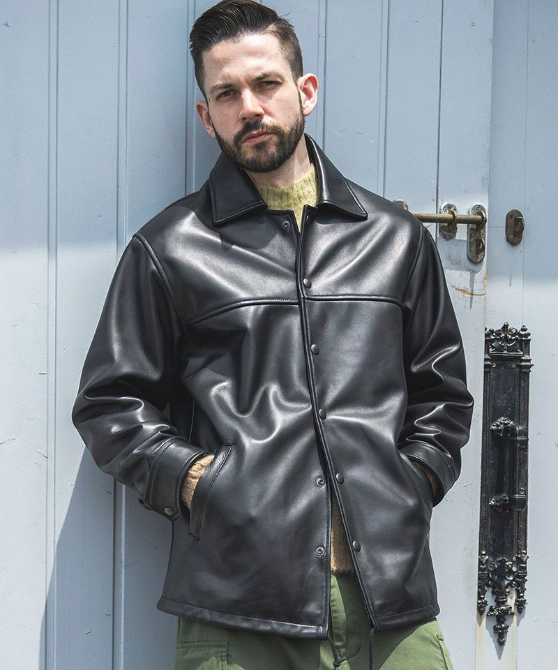 MROLIVE(ミスターオリーブ)】【予約販売10月上旬～中旬入荷】SKOOKUM COLLABORATION -LAMB LEATHER COACH  JACKET レザーコーチジャケット(M243122) | CAMBIO カンビオ