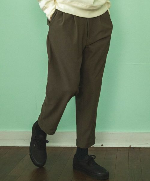 MROLIVE(ミスターオリーブ)】RETORO POLYESTER TWILL -BELTED WIDE TAPERED PANTS テーパードパンツ(M-19101)  | CAMBIO カンビオ