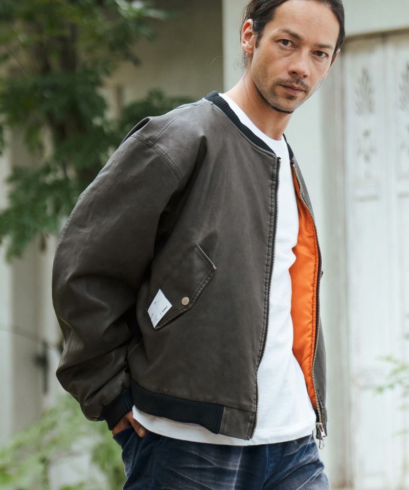 CAMBIO カンビオ MA-1 タイプ ジャケット M CAMBIO(カンビオ)】Washable Synthetic Leather Padded Blouson MA-1