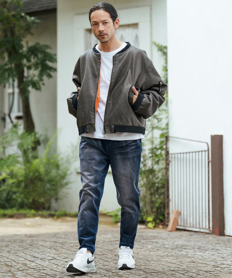 CAMBIO(カンビオ)】Washable Synthetic Leather Padded Blouson MA-1