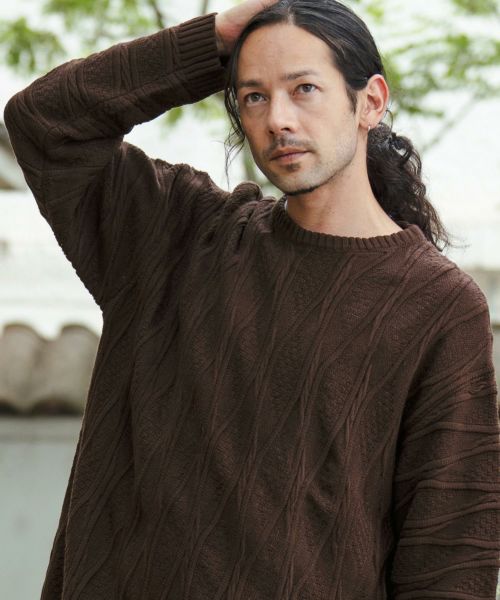 【CAMBIO(カンビオ)】3D Solid Crew Neck Knit Pullover ニットプルオーバー(PF-242-009)