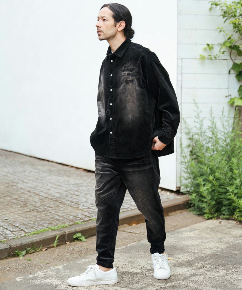 CAMBIO(カンビオ)】Wide Ribbed Stretch Corduroy Distressed
