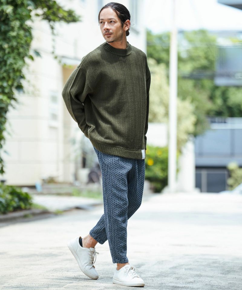 CAMBIO(カンビオ)】Geometric Puffy Jacquard Denim Pants