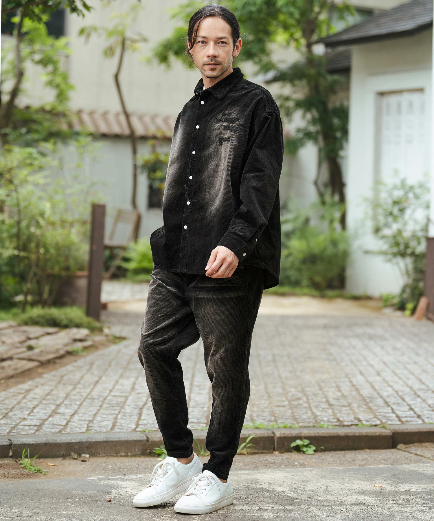 CAMBIO(カンビオ)】Vintage Like Stretch Corduroy Wide Tapered Pants 