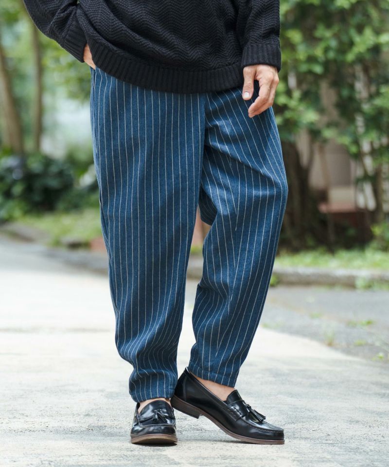 30%OFF【CAMBIO(カンビオ)】12oz Stripe Jacquard Denim Balloon Pants