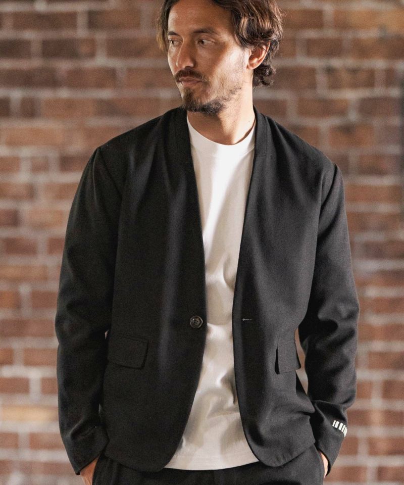 felkod(フィルコッド)】Wool Blend No Collar Jacket ノーカラー