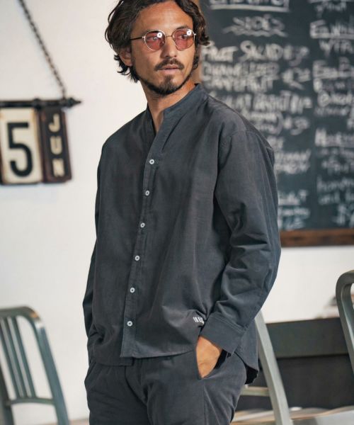 【felkod(フィルコッド)】Fine Ribbed Corduroy Band Collar Shirts バンドカラーシャツ(F24A280)