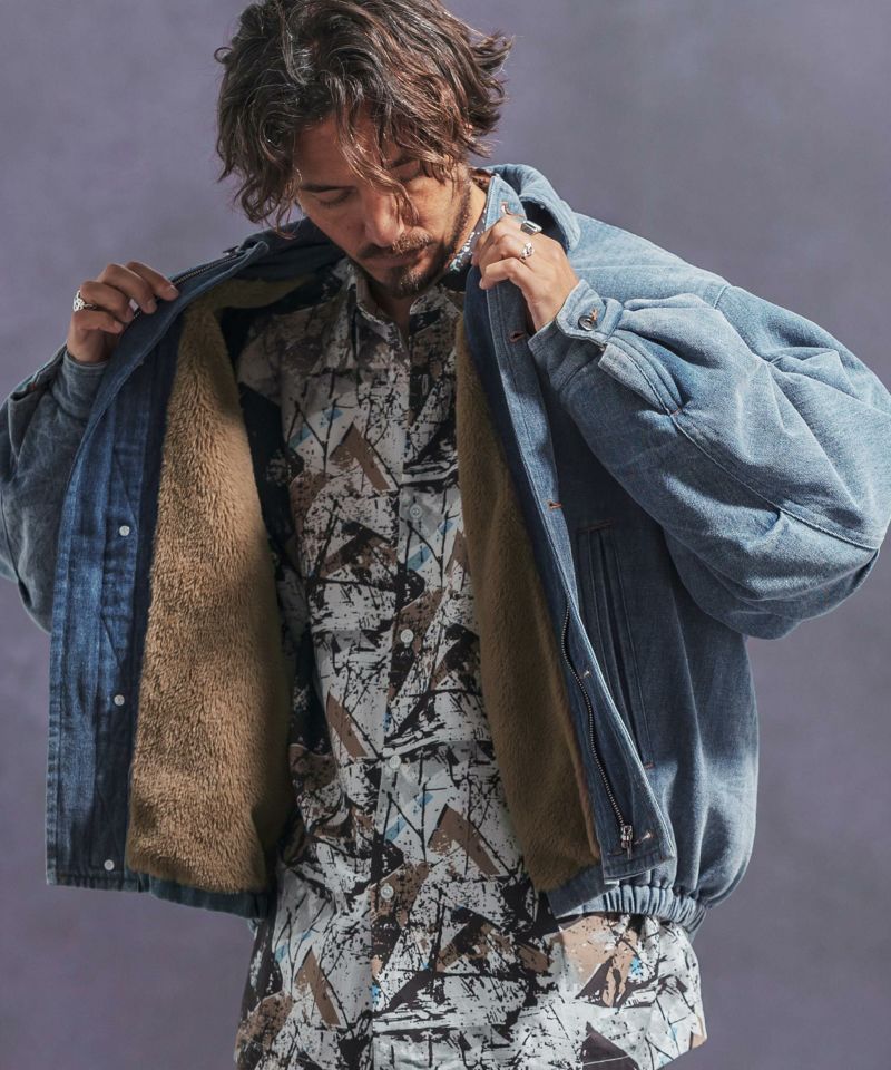 Jih Nunc(ジーヌンク)】ユーズド加工ルーズシルエットデニムブルゾン