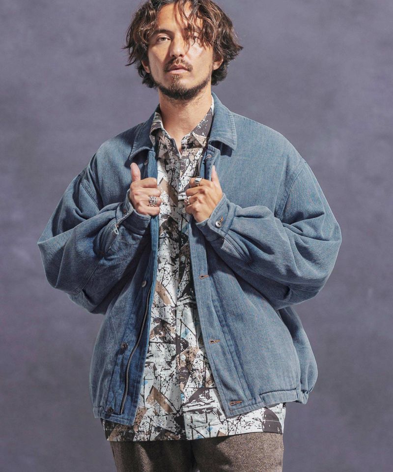 Jih Nunc(ジーヌンク)】ユーズド加工ルーズシルエットデニムブルゾン