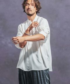 Jih Nunc(ジーヌンク)】スタンドカラー比翼プルオーバーシャツ