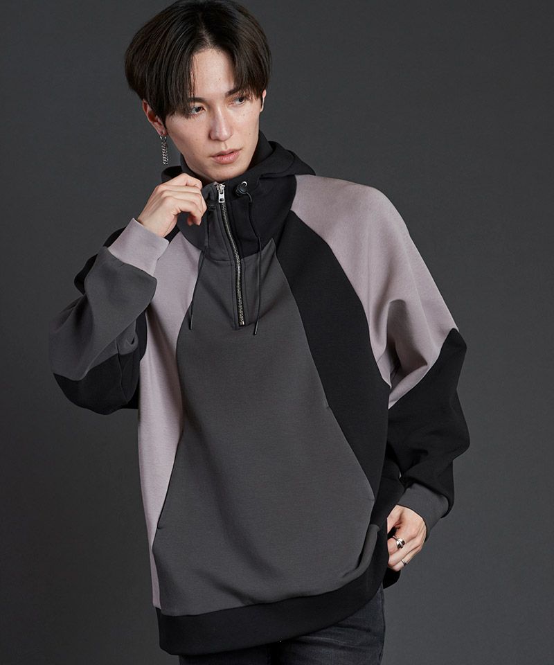 50%OFF【NO ID.(ノーアイディー)】ﾎﾞﾘｭｰﾑﾈｯｸﾊｰﾌZIPﾊﾟｰｶ(855006