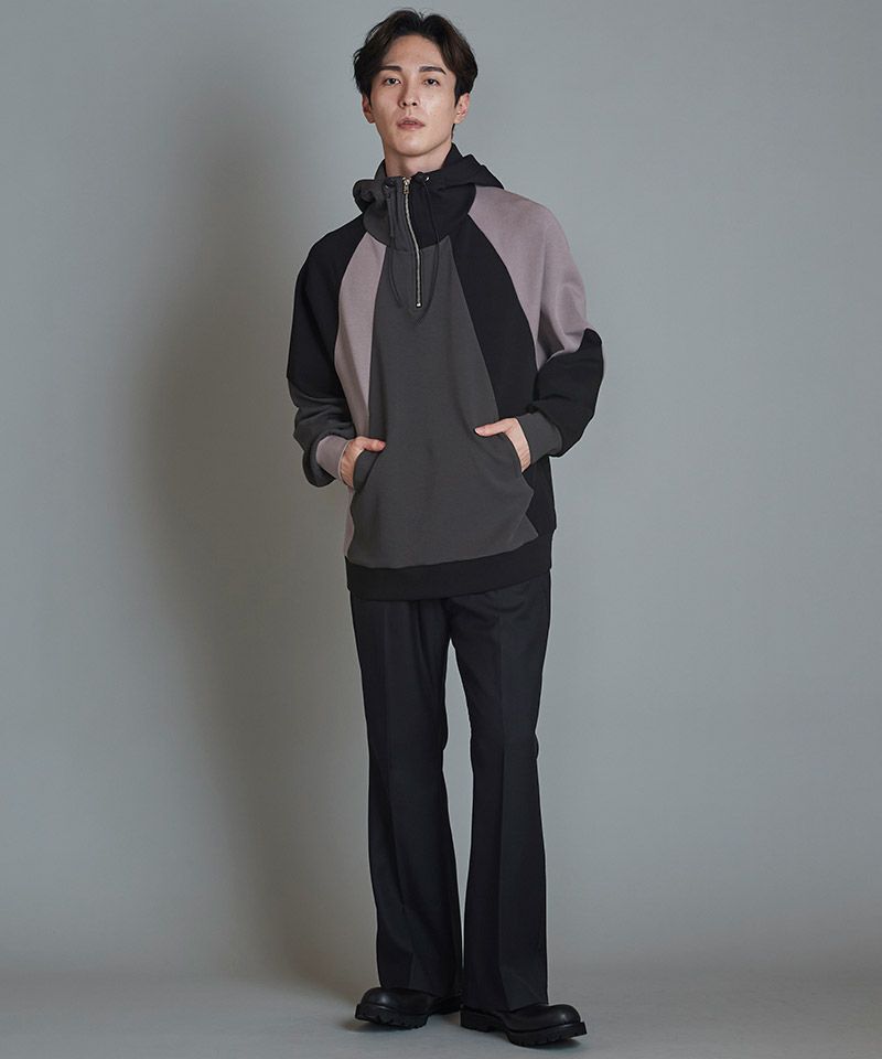 30%OFF【NO ID.(ノーアイディー)】ﾎﾞﾘｭｰﾑﾈｯｸﾊｰﾌZIPﾊﾟｰｶ(855006