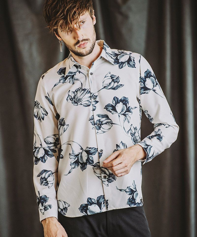 30%OFF【NO ID.(ノーアイディー)】ﾌﾗﾜｰﾌﾟﾘﾝﾄSH シャツ(855006-827S  