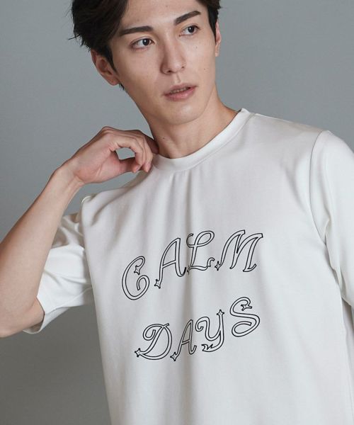 50%OFF【NO ID.(ノーアイディー)】CALMDAYSﾌﾟﾘﾝﾄC-N-T Tシャツ(855006-818T)
