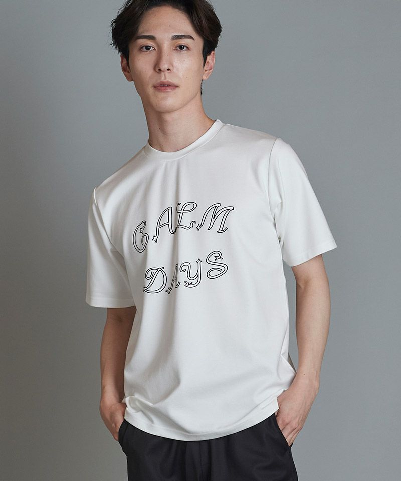 50%OFF【NO ID.(ノーアイディー)】CALMDAYSﾌﾟﾘﾝﾄC-N-T Tシャツ