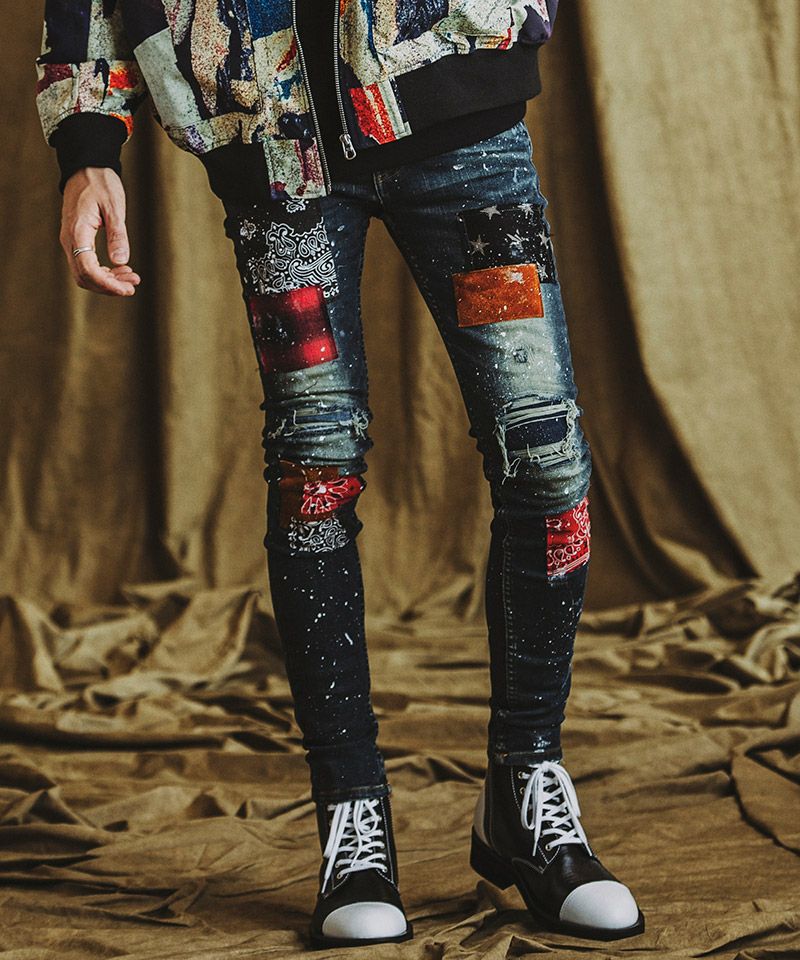 NO ID.(ノーアイディー)】NO ID.×OVERDESIGN ｱﾙﾃｨﾒｯﾄｽﾄﾚｯﾁﾃﾞﾆﾑﾊﾟｯﾁﾜｰｸ 