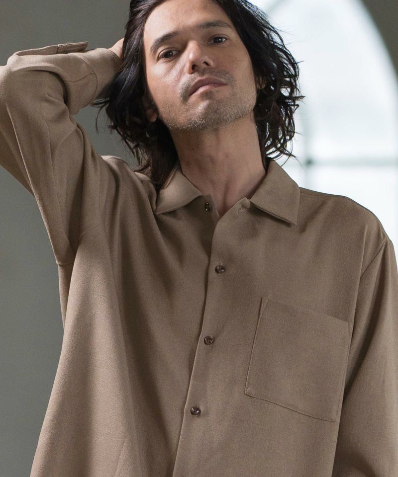 CAMBIO(カンビオ)】ウールライクイージーケアレギュラーカラーシャツ