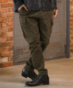 30%OFF【CAMBIO(カンビオ)】レオパード柄テーパードカーゴパンツ