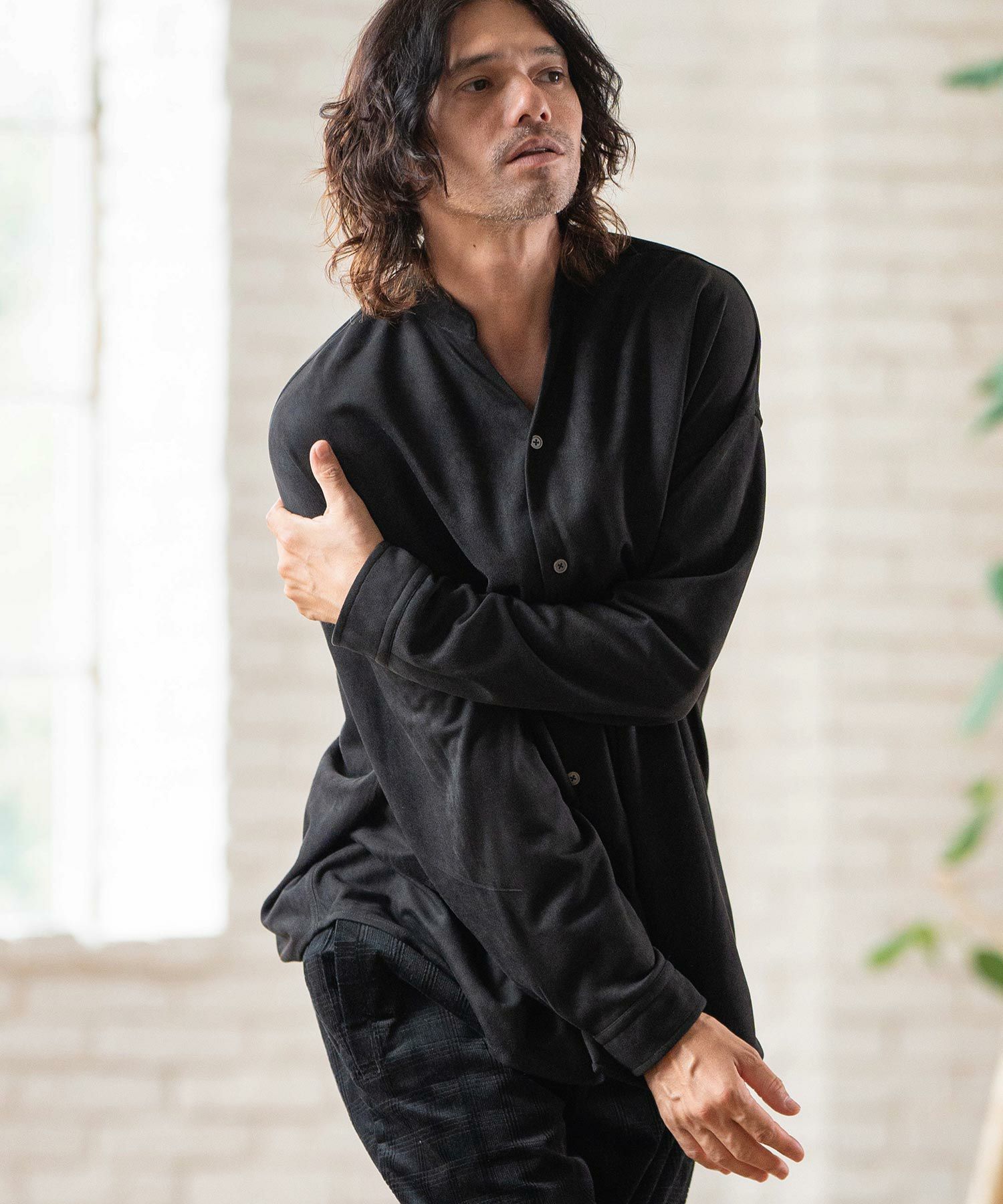 GENUINE Leatherスエードポンチョ CAMBIO(カンビオ)】Synthetic Suede Leather Shirts スエードシャツ