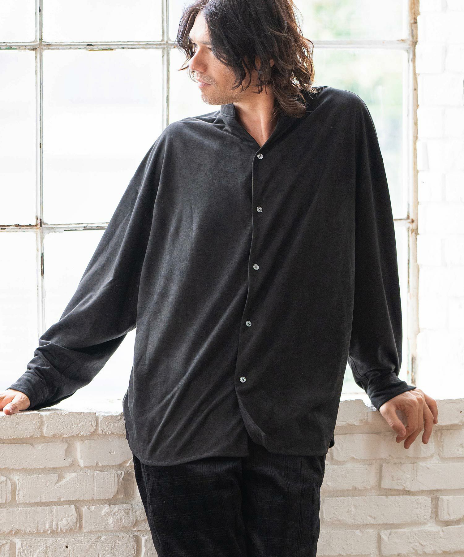 50%OFF【CAMBIO(カンビオ)】Synthetic Suede Leather Shirts スエード