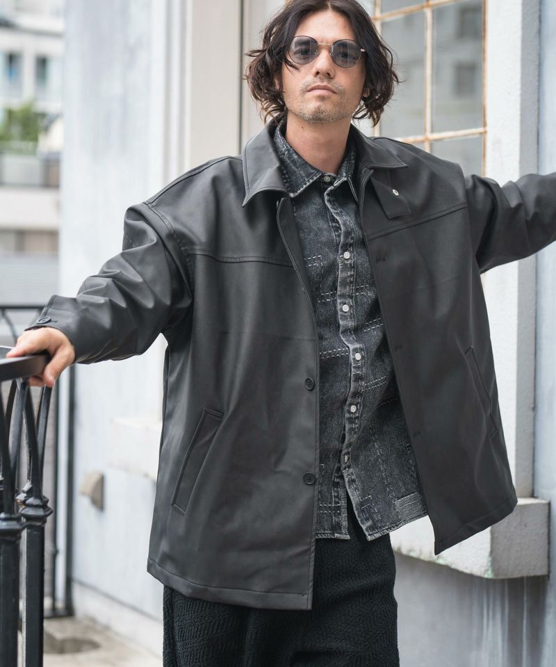 CAMBIO(カンビオ)】【予約販売10月中旬～下旬入荷】 Vintage Like Synthetic Leather Half Coat  レザーコート(MIU-242-035) | CAMBIO カンビオ