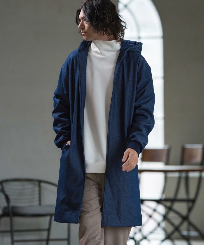 CAMBIO(カンビオ)】Fleece Bonding Denim Hooded Coat デニムコート