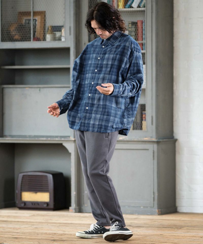 【定価15,400円】ヴィンテージ加工 オリジナル インディゴ チェックシャツS CAMBIO(カンビオ)】Vintage Like Indigo Check Shirts