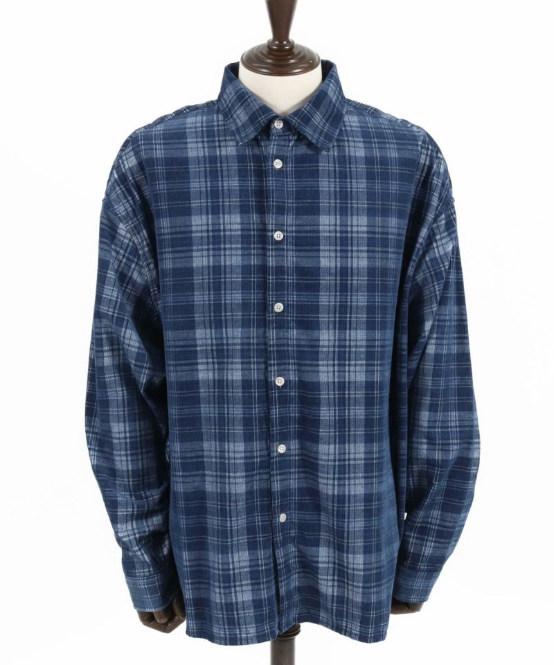 【定価15,400円】ヴィンテージ加工 オリジナル インディゴ チェックシャツS CAMBIO(カンビオ)】Vintage Like Indigo Check Shirts