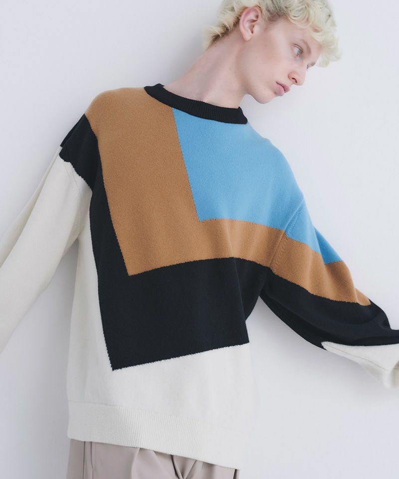 CULLNI(クルニ)】Diagonal Line Multi Color Pullover Knit プルオーバーニット(24-AW-043) |  CAMBIO カンビオ