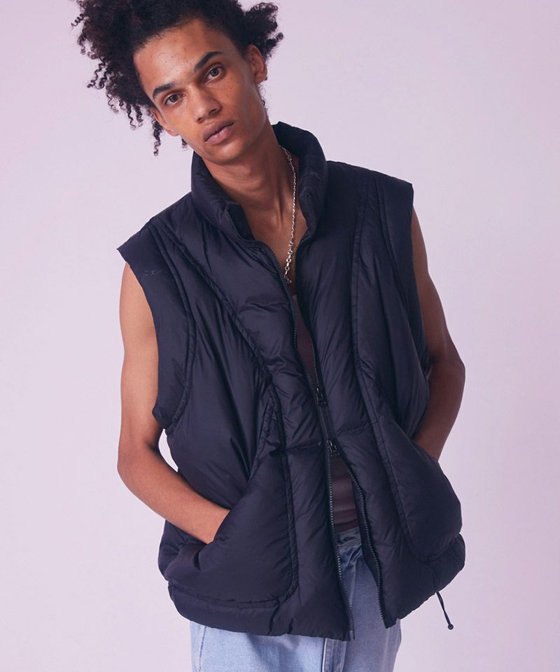 50%OFF【rehacer(レアセル)】 Shell Puff Down Vest ダウンベスト