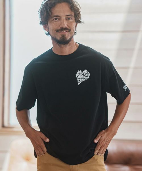 【1minute 1second(ワンミニットワンセカンド)】drop shoulder cut&sewn  (PAVE heart) Tシャツ(1M24A290)