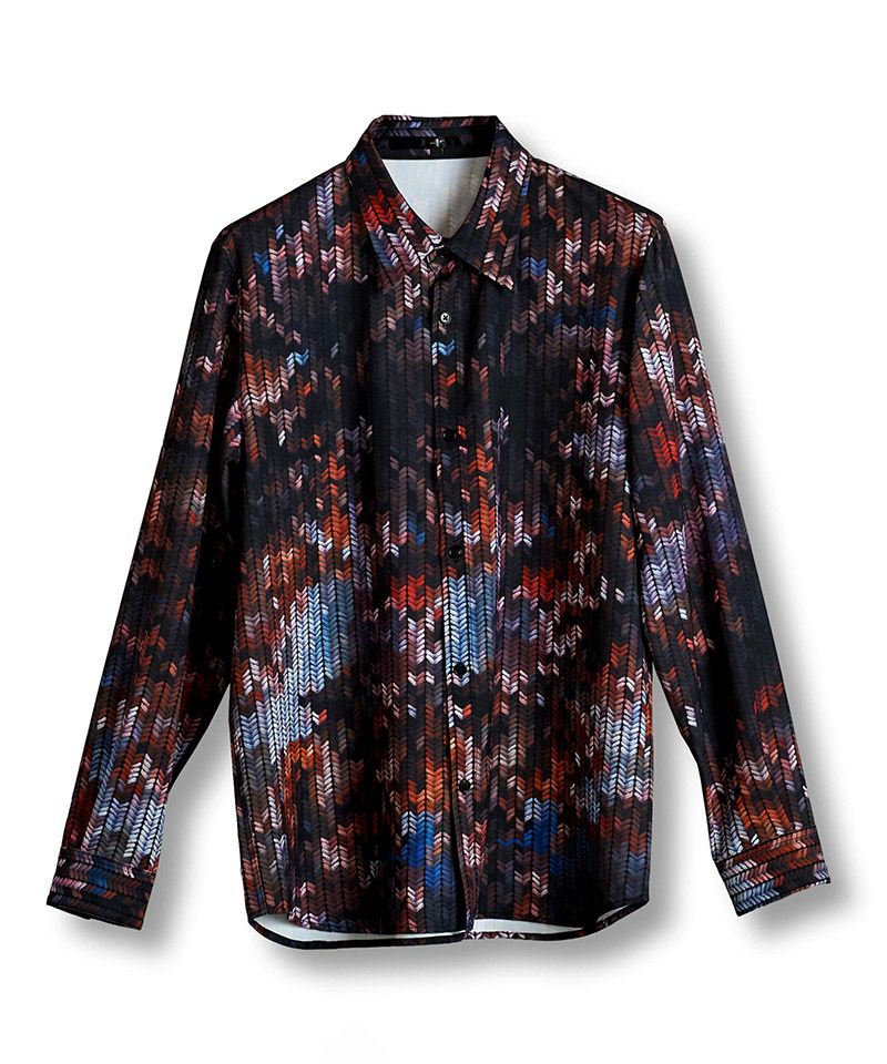 30%OFF【NO ID.(ノーアイディー)】ﾓｻﾞｲｸﾌﾟﾘﾝﾄSH シャツ(855006-843S 