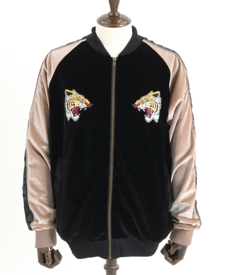 世界の CAMBIO(カンビオ)】Tiger Embroidered Velour Souvenir Jacket ジャケット・アウター