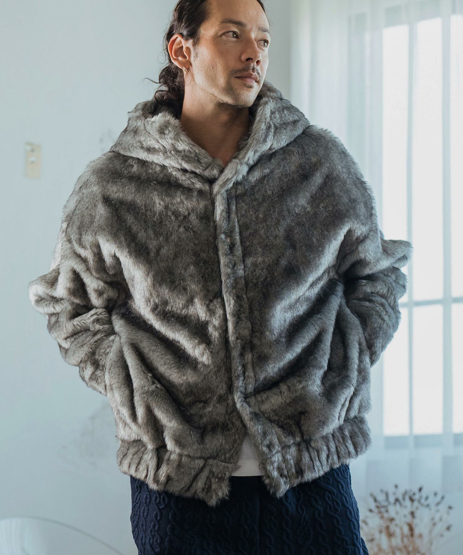 CAMBIO(カンビオ)】Oversized Hooded Fur Jacket ファージャケット 