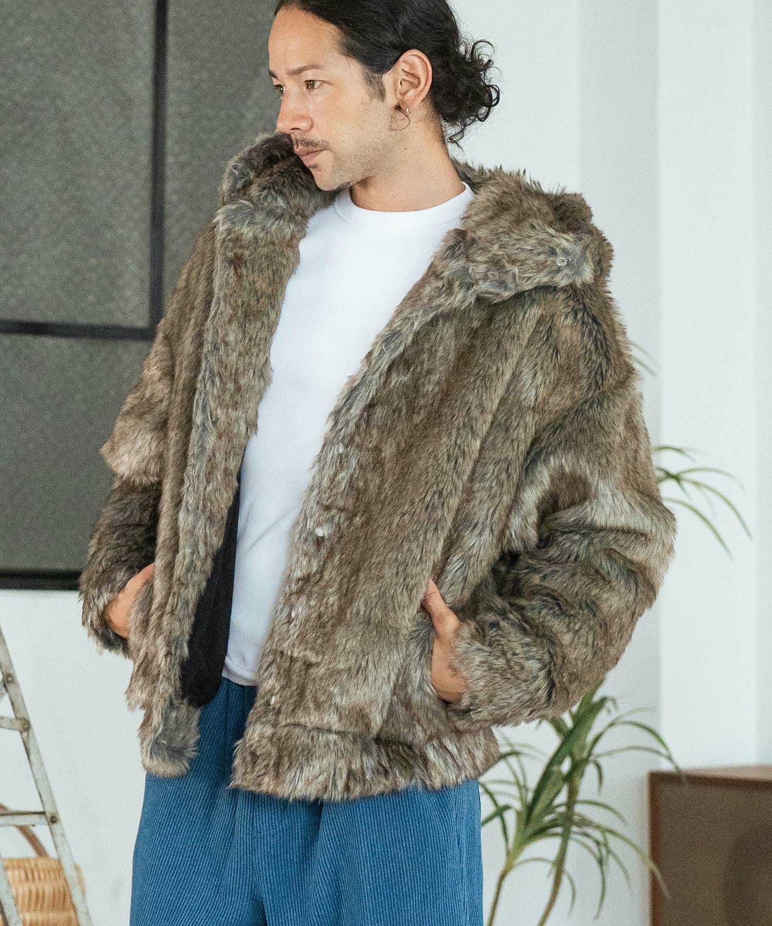 CAMBIO(カンビオ)】Oversized Hooded Fur Jacket ファージャケット 