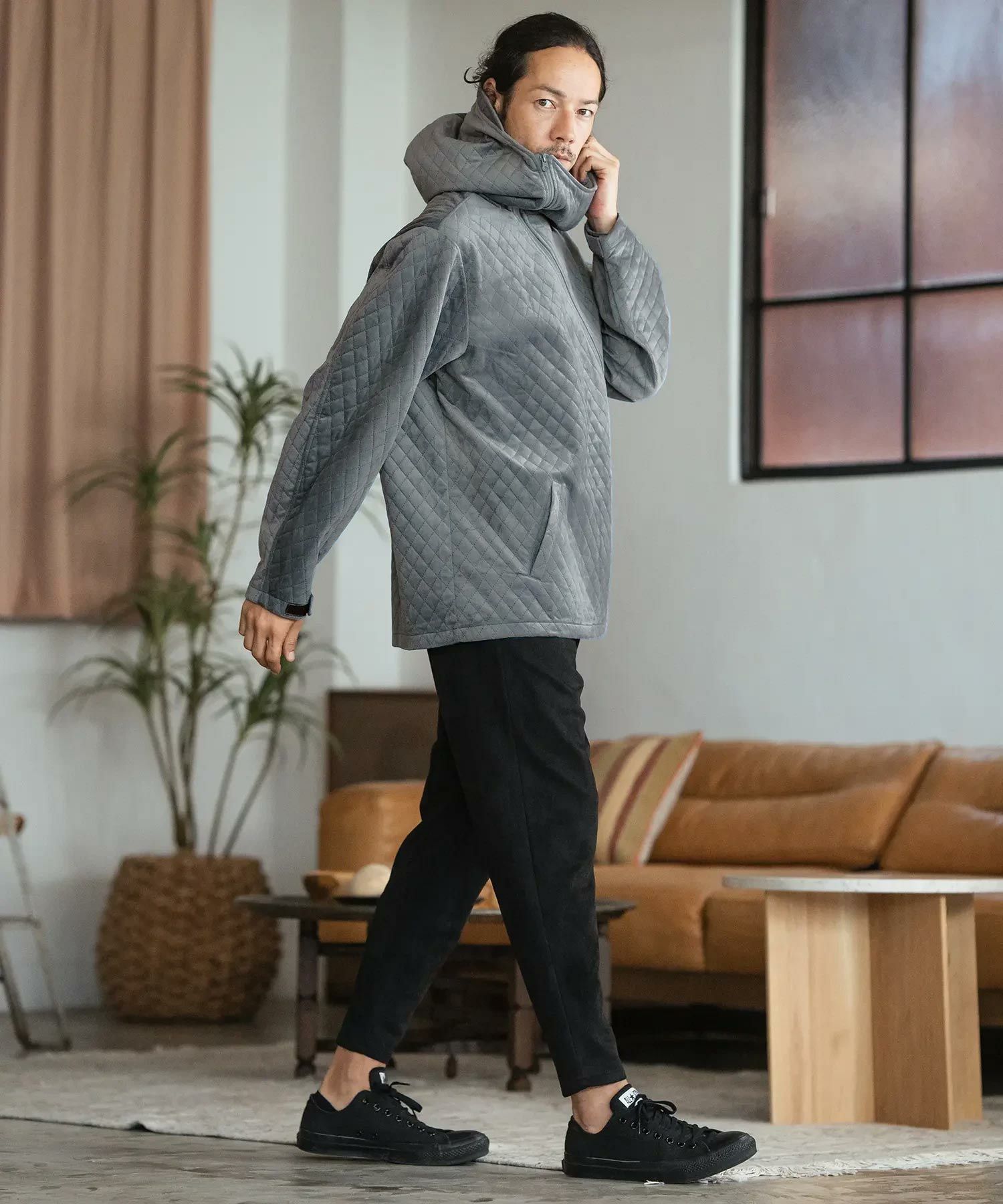 50%OFF【CAMBIO(カンビオ)】Velvet Quilted Zip Up Parka ジップアップ