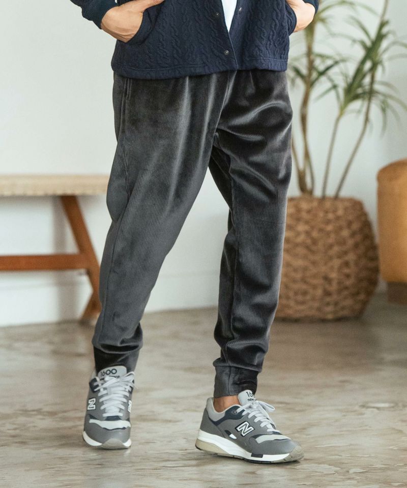 【WEB限定】 CAMBIO(カンビオ)】Ribbed Hem Two Tuck Pants リブジョガー パンツ