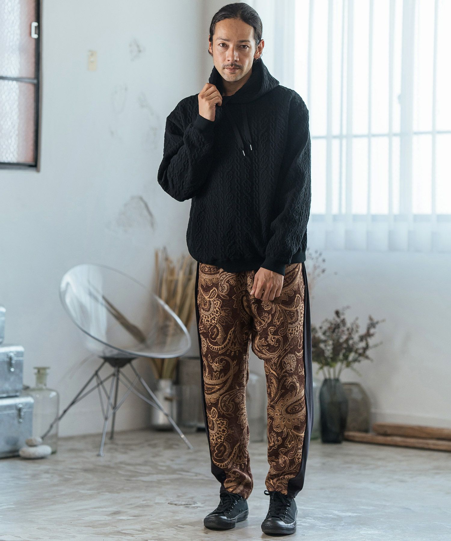 30%OFF【CAMBIO(カンビオ)】Gobelin Velour Combination Pants