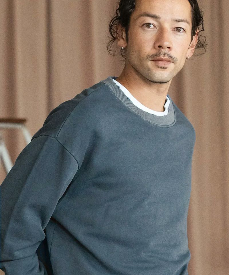 CAMBIO(カンビオ)】Indigo Like Garment Dye Damage Sweat
