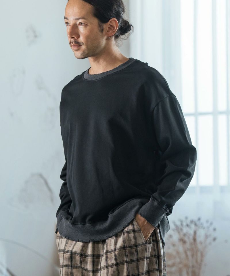 CAMBIO(カンビオ)】Indigo Like Garment Dye Damage Sweat Pullover