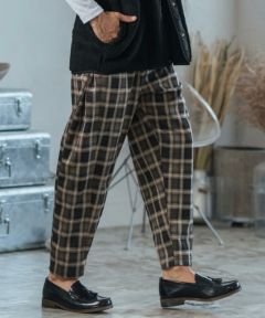 CAMBIO(カンビオ)】Check Ponti Wide Balloon Silhouette Pants