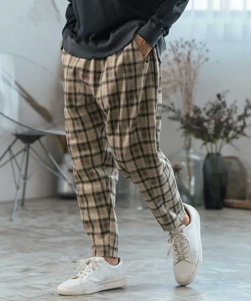 週末限定ンセール CAMBIO(カンビオ)】Check Ponti Wide Balloon Silhouette Pants パンツ