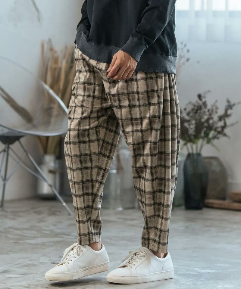 CAMBIO(カンビオ)】Check Ponti Wide Balloon Silhouette Pants