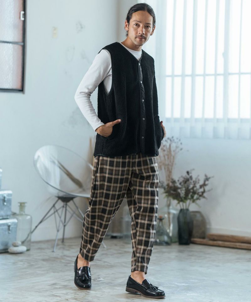 CAMBIO(カンビオ)】Check Ponti Wide Balloon Silhouette Pants
