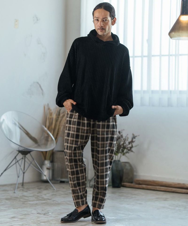 【Mサイズ】CAMBIO ズボン CAMBIO(カンビオ)】Check Ponti Wide Balloon Silhouette Pants