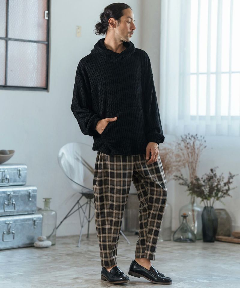CAMBIO(カンビオ)】Check Ponti Wide Balloon Silhouette Pants