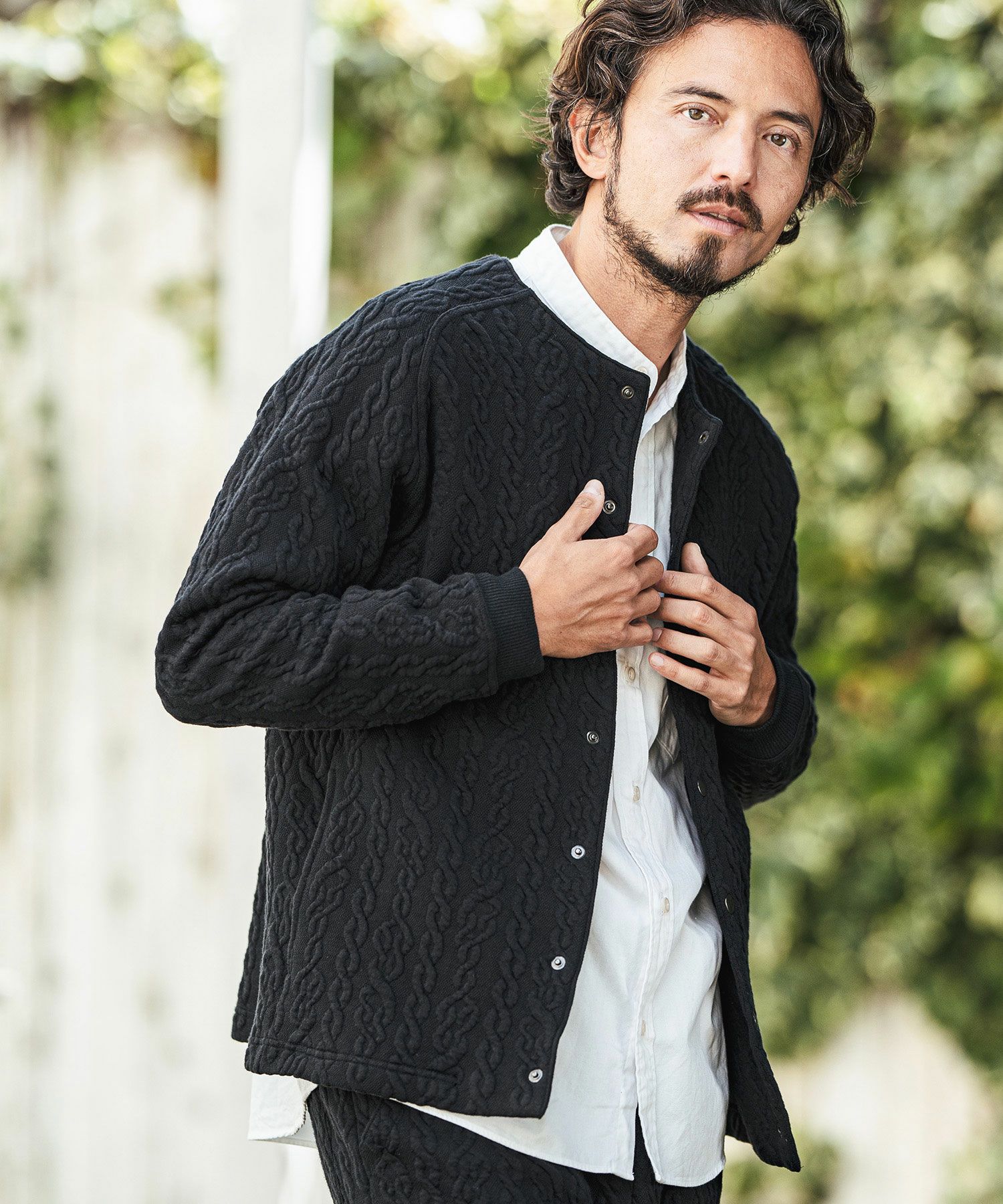 CAMBIO(カンビオ)】Japanese Fabricケーブルキルティングノーカラー  