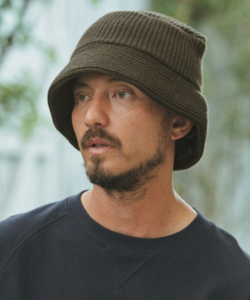 【レア美品】KAPITAL バケットハット 3 LARKINS（ラーキンス） ロゴ刺繍 PUレザー バケットハット 帽子 バケハ